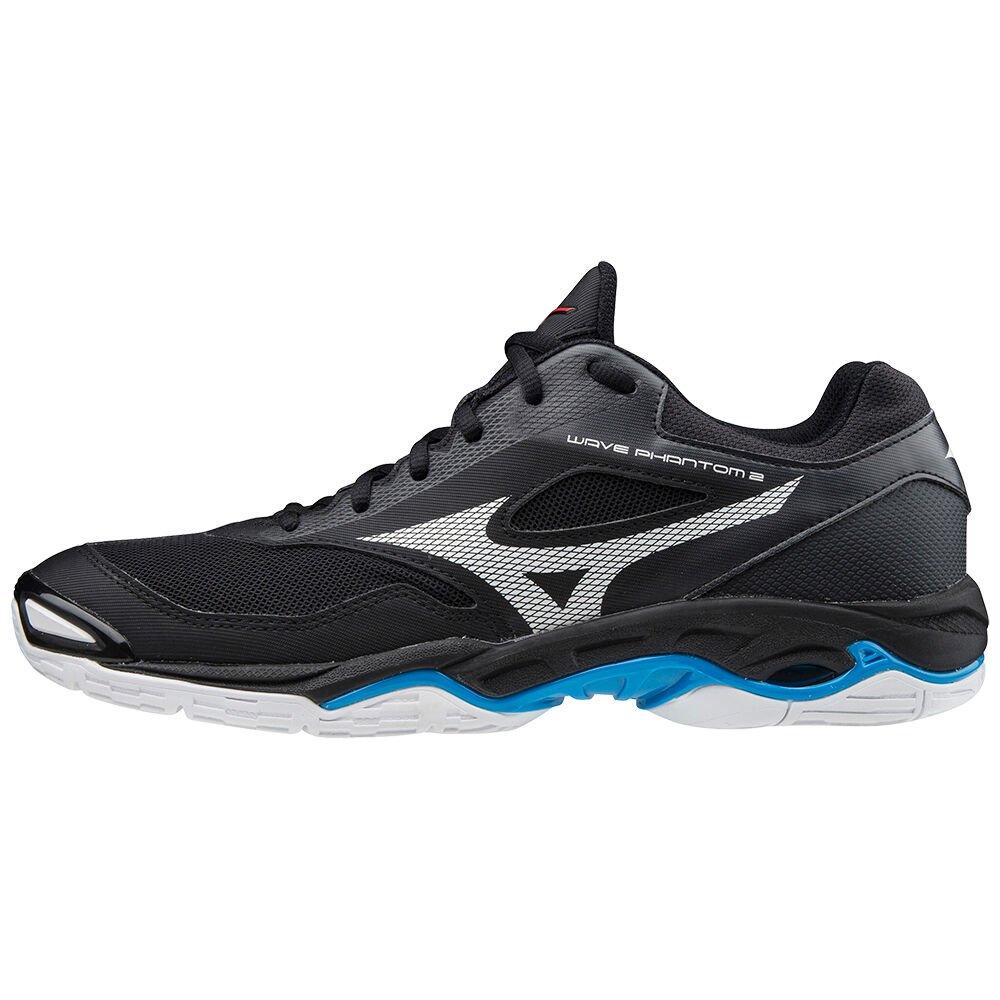 Mizuno Men's Handball Shoes Wave Phantom 2 Black/White/Blue - KJFXUIM-80